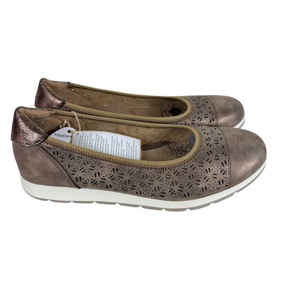 Relife NWT Rose Gold Metallic Eyelet Slip On Massage Leather Flats Loafers 7 7.5 - Picture 3 of 8